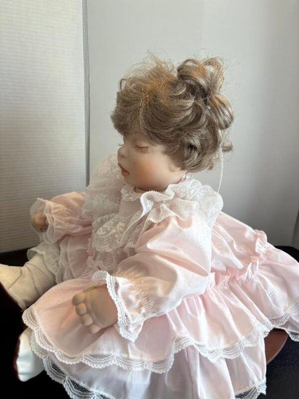 Vintage Porcelain Sleeping Baby Doll with Soft Body 19 1/2" long 4.9 lbs - Image 5