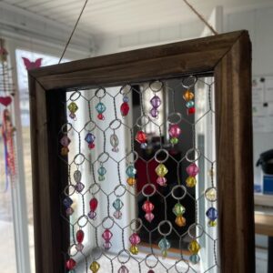 Homemade Sparkling Beaded Sun Catcher 8"x 10"