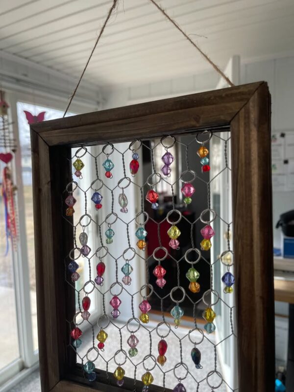 Homemade Sparkling Beaded Sun Catcher 8"x 10"