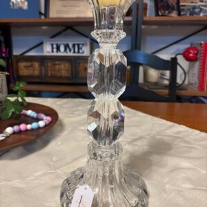 CANDLESTICK MADE FROM A VINTAGE CRYSTAL LAMP 12" tall