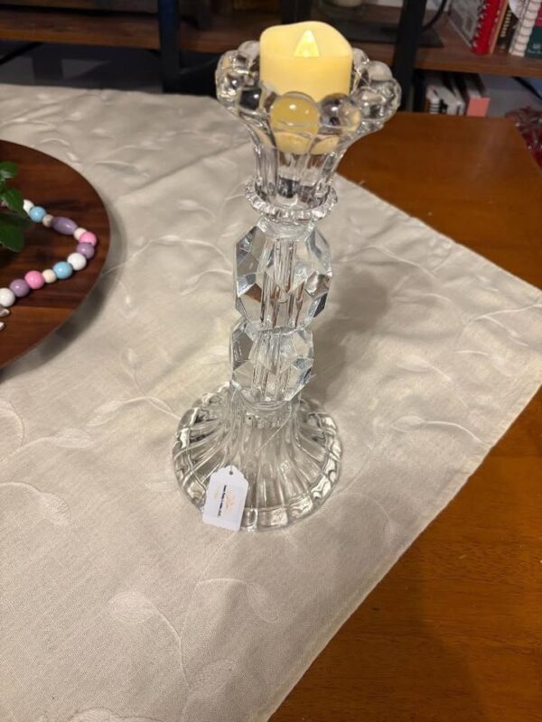 CANDLESTICK MADE FROM A VINTAGE CRYSTAL LAMP 12" tall - Image 3