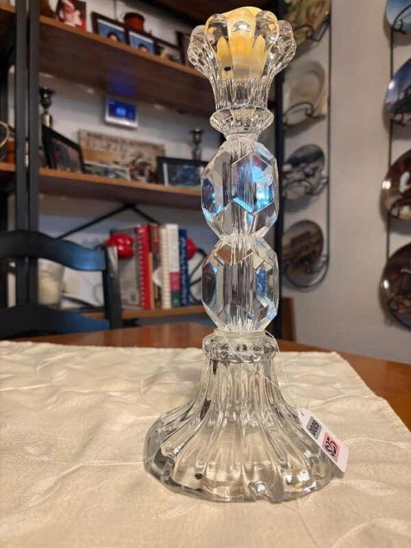 CANDLESTICK MADE FROM A VINTAGE CRYSTAL LAMP 12" tall - Image 2