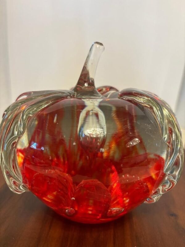Vintage Wheatonware 1974 large glass blown apple paperweight. 7.68 LBs