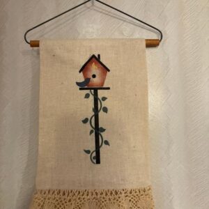 Vintage Wire Towel Rack 4 1/2" Tall With Crocheted Trim Towel Included