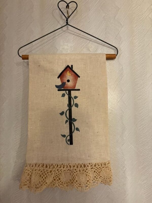 Vintage Wire Towel Rack 4 1/2" Tall With Crocheted Trim Towel Included