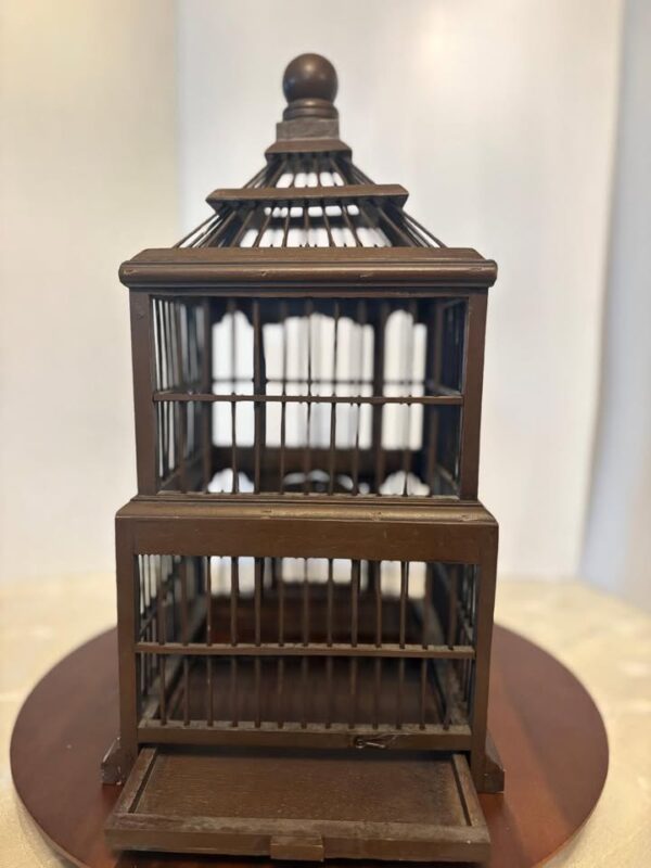 Beautiful Vintage Canary Bird Cage. Brown Varnish Finish.