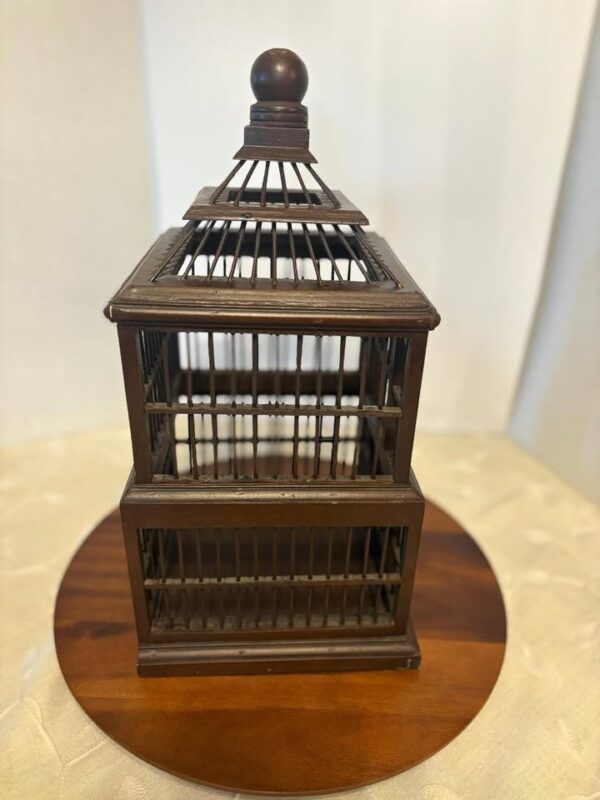 Beautiful Vintage Canary Bird Cage. Brown Varnish Finish. - Image 5