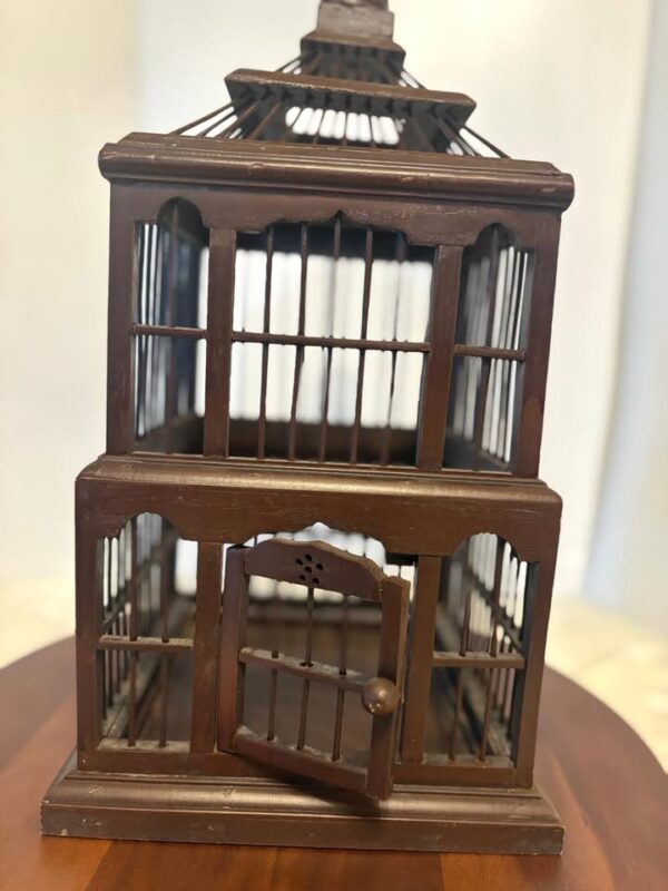 Beautiful Vintage Canary Bird Cage. Brown Varnish Finish. - Image 2