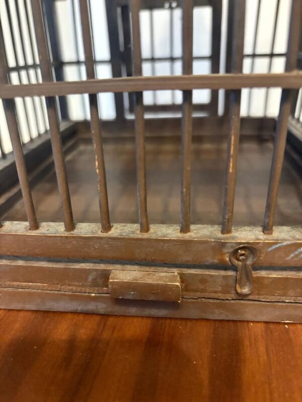 Beautiful Vintage Canary Bird Cage. Brown Varnish Finish. - Image 3