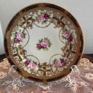 Hand Painted Nippon Antique Porcelain Gold Trim 7 1/2" Cake Plate