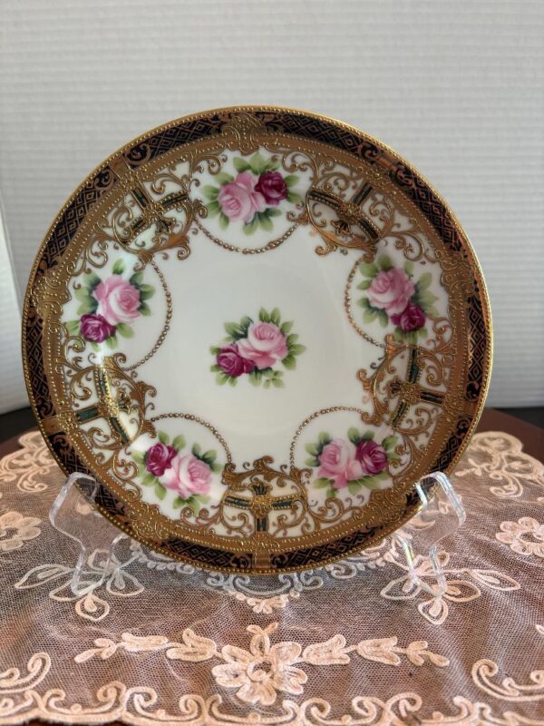 Hand Painted Nippon Antique Porcelain Gold Trim 7 1/2" Cake Plate