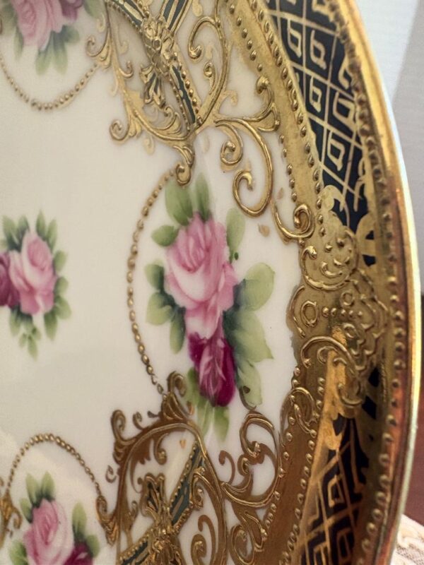Hand Painted Nippon Antique Porcelain Gold Trim 7 1/2" Cake Plate - Image 2