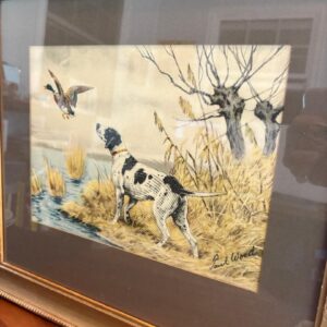 Vintage Paul Wood Signed & Framed Pointer and Mallard Etching "Canard"