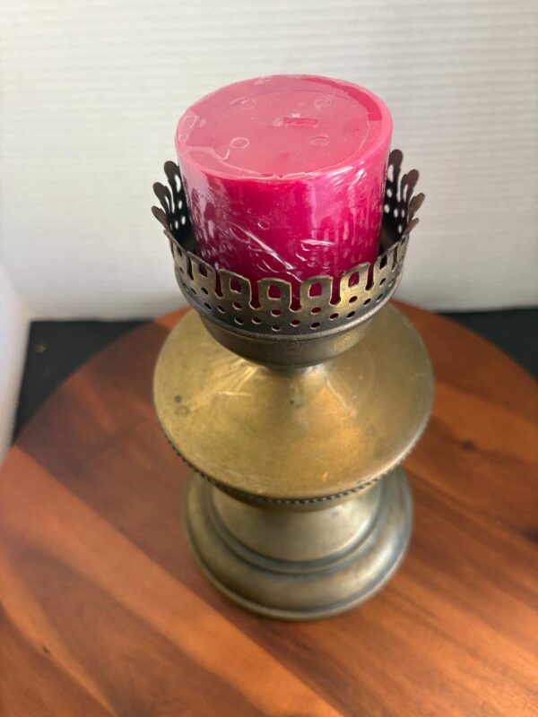 Vintage Brass Table Lamp Made into a Candlestick 9 1/2" Tall - Image 3