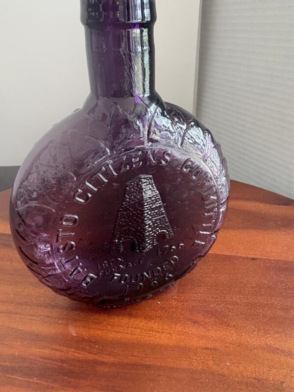 Vintage Clevenger Brothers Purple Glass Bottle from 1984 - Image 2