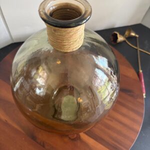 Large Recycled Glass Smoke Brown Bottle/Vase from Spain