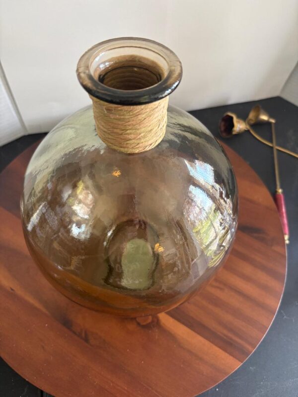 Large Recycled Glass Smoke Brown Bottle/Vase from Spain