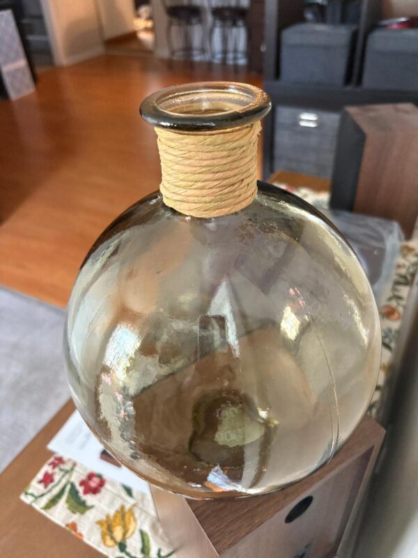 Large Recycled Glass Smoke Brown Bottle/Vase from Spain - Image 2