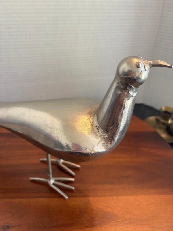 Pottery Barn Metal Bird Figurine Hand Crafted Ocean Beach Nature Decor India - Image 6