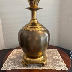 Heavy Brass Cookie Jar Style Lamp Repurposed into a Candlestick 13" x 7"
