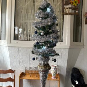 Old Lamp Repurposed into Base for Christmas Tree Decoration 42" Tall